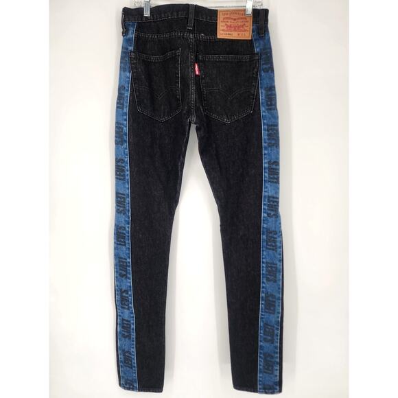 Levi's Premium Lo-Ball Black Denim Logo Stripe Jeans Men’s Size W32 L - Picture 2 of 12